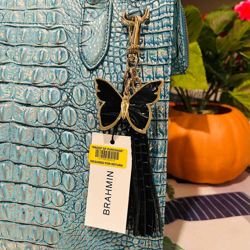 Brahmin Black Butterfly Charm Tassel